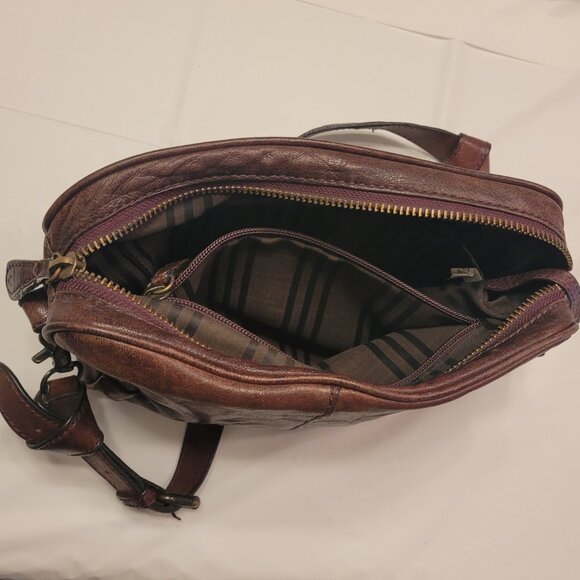 Frye Cameron Crossbody Distressed Merlot Wine Leather Purse Shoulder Bag - Picture 14 of 15
